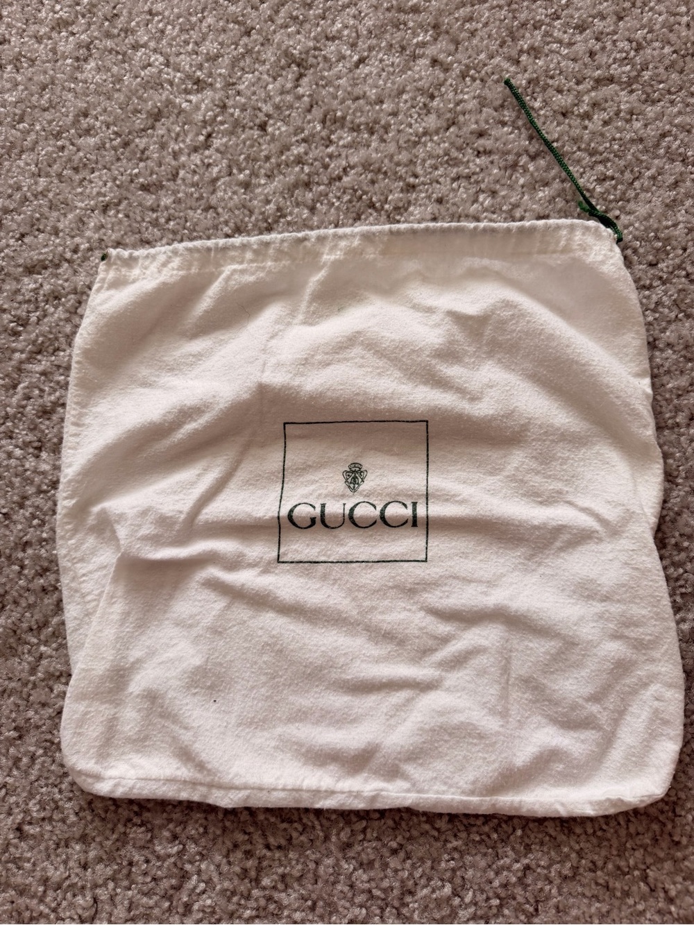 Gucci White Fabric Pouch with Green Logo Print